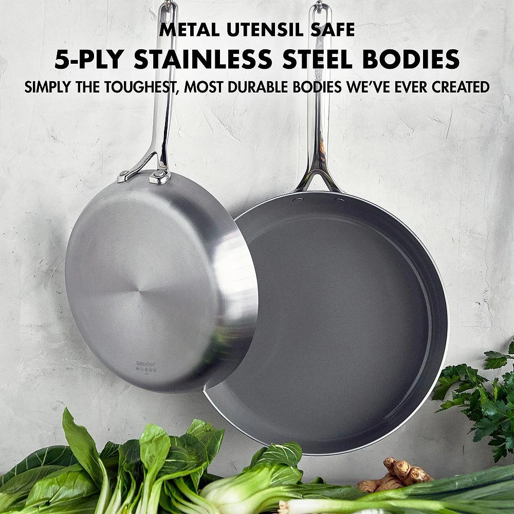 Greenpan GP5 Stainless Steel 9.5" & 11" Frypan Set 4