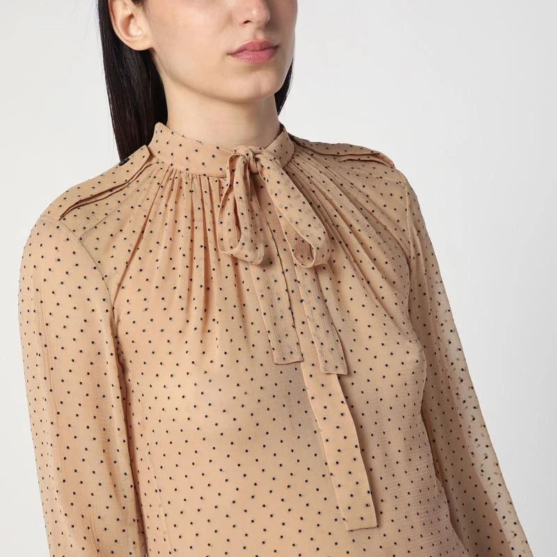 Yves Saint Laurent Beige polka dot blouse in silk blend 4