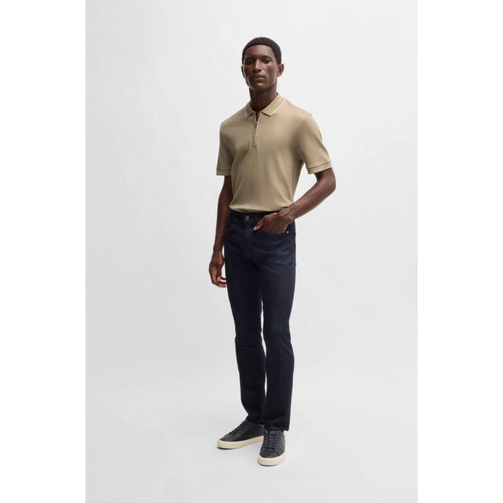 Hugo Boss Structured-cotton polo shirt with zip placket 2