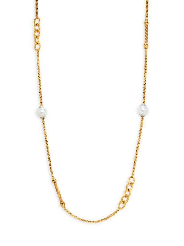 ALOR Goldtone Stainless Steel & 6MM Freshwater Pearl Necklace