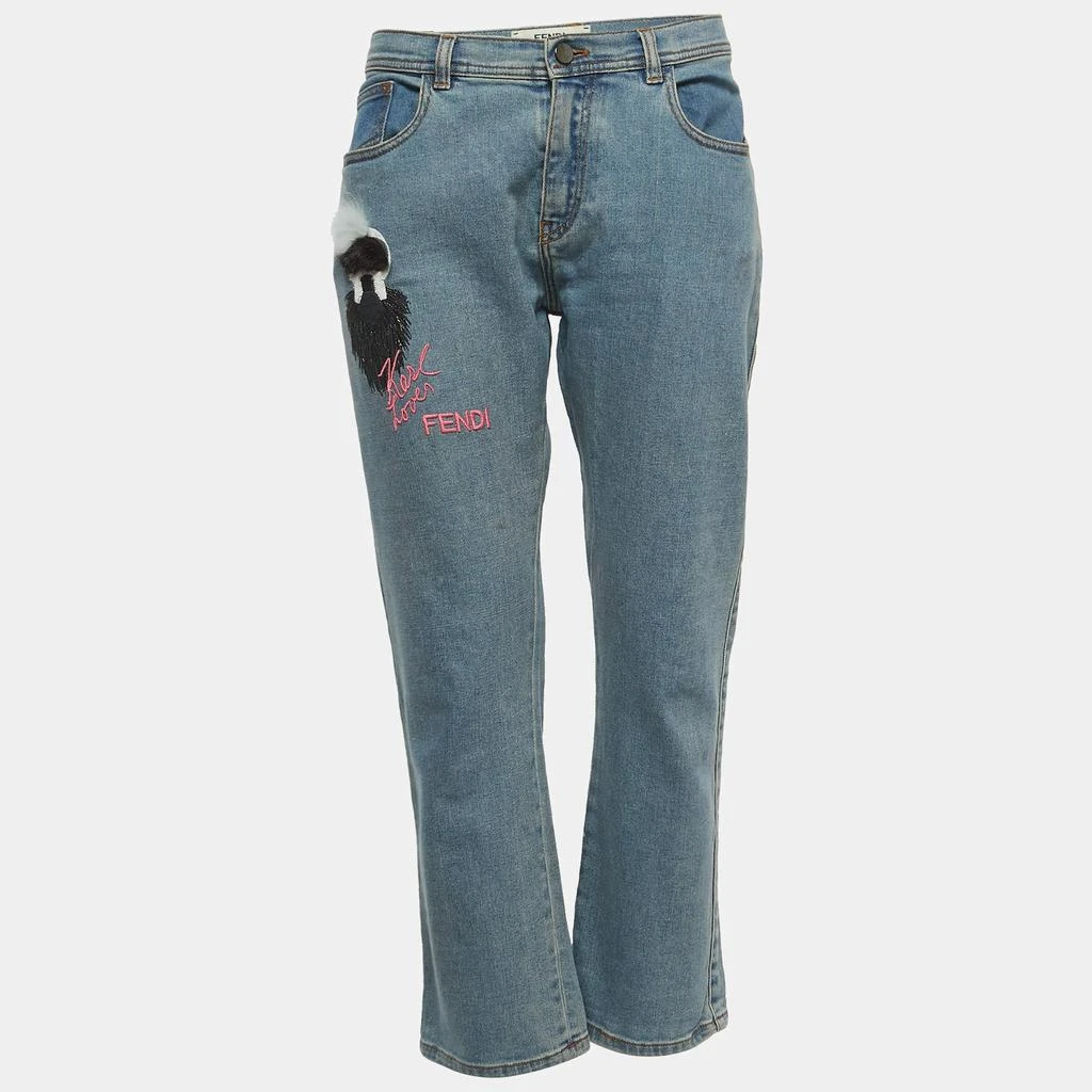 Fendi Fendi Blue Denim I Love Karl Boyfriend Jeans M Waist 34" 1