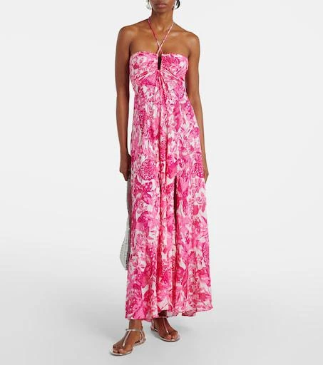 Poupette St Barth Carla printed halterneck maxi dress - L