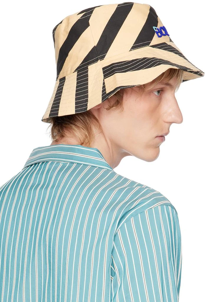 BODE Beige & Black Domino Stripe Bucket Hat 3
