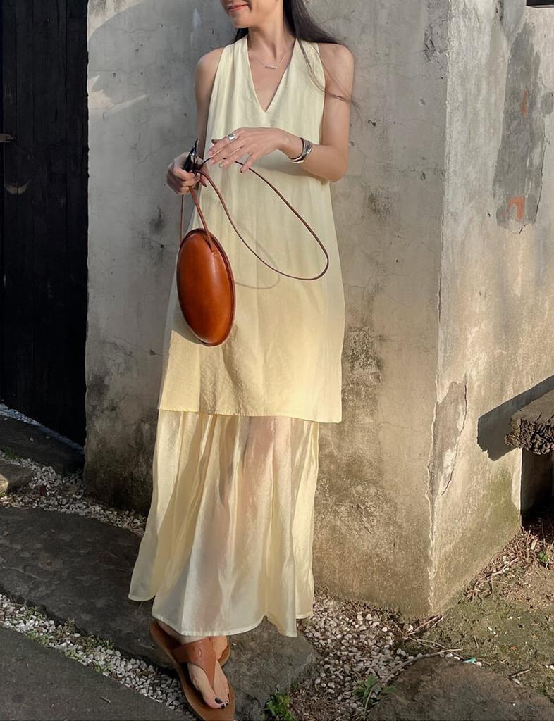 Pixie Market Dakota Layered Dress in Pale Yellow