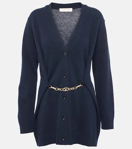 Valentino Chain-detail virgin wool cardigan 1
