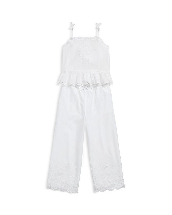Polo Ralph Lauren Girls' Eyelet-Embroidered Cotton Top & Pants Set - Little Kid, Big Kid
