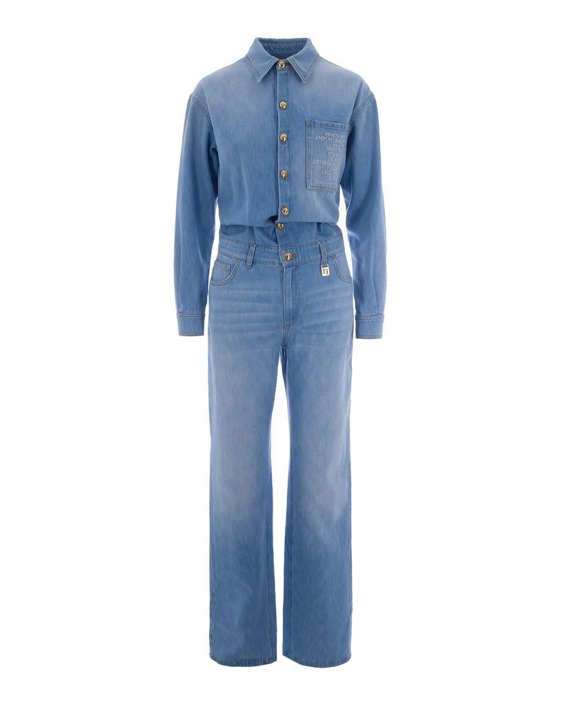 ELISABETTA FRANCHI Light Blue Denim Jumpsuit