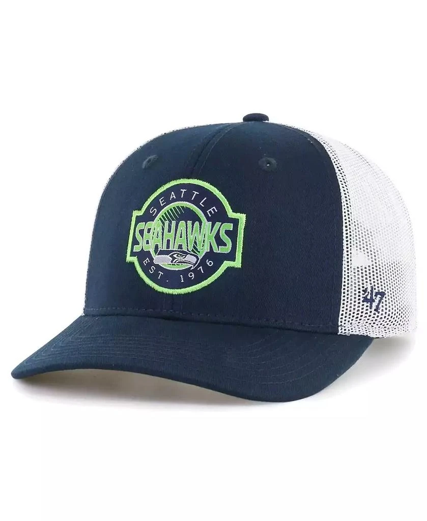 47 Brand Big Boys Navy, White Seattle Seahawks Scramble Adjustable Trucker Hat 1