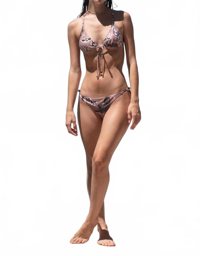 Las Sureñas String Leopard Flower Bikini Set In Beige