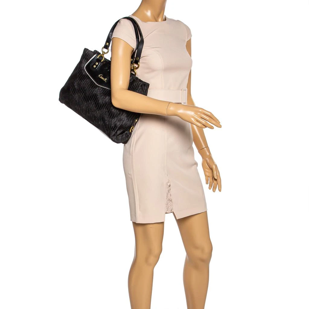Coach Coach Black Pleated Satin and Patent Leather Tote 2