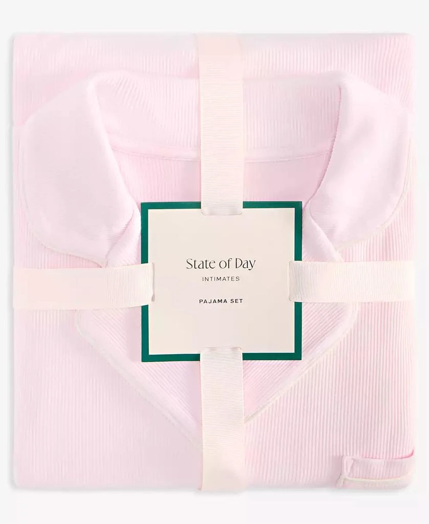 State of Day Women's 2-Pc. Packaged Ribbed Notched-Collar Pajamas Set XS-3X, Created for Macy's 2