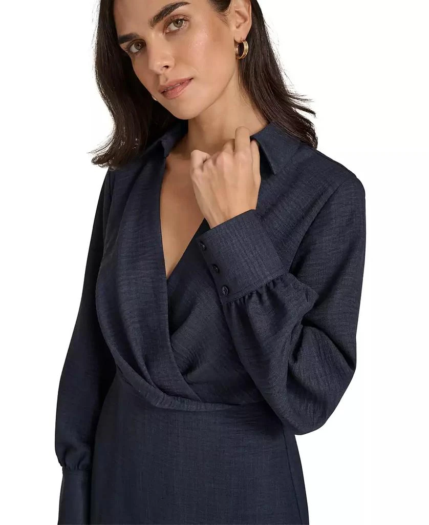 Calvin Klein Women's Faux-Wrap Long-Sleeve Sheath Dress 4