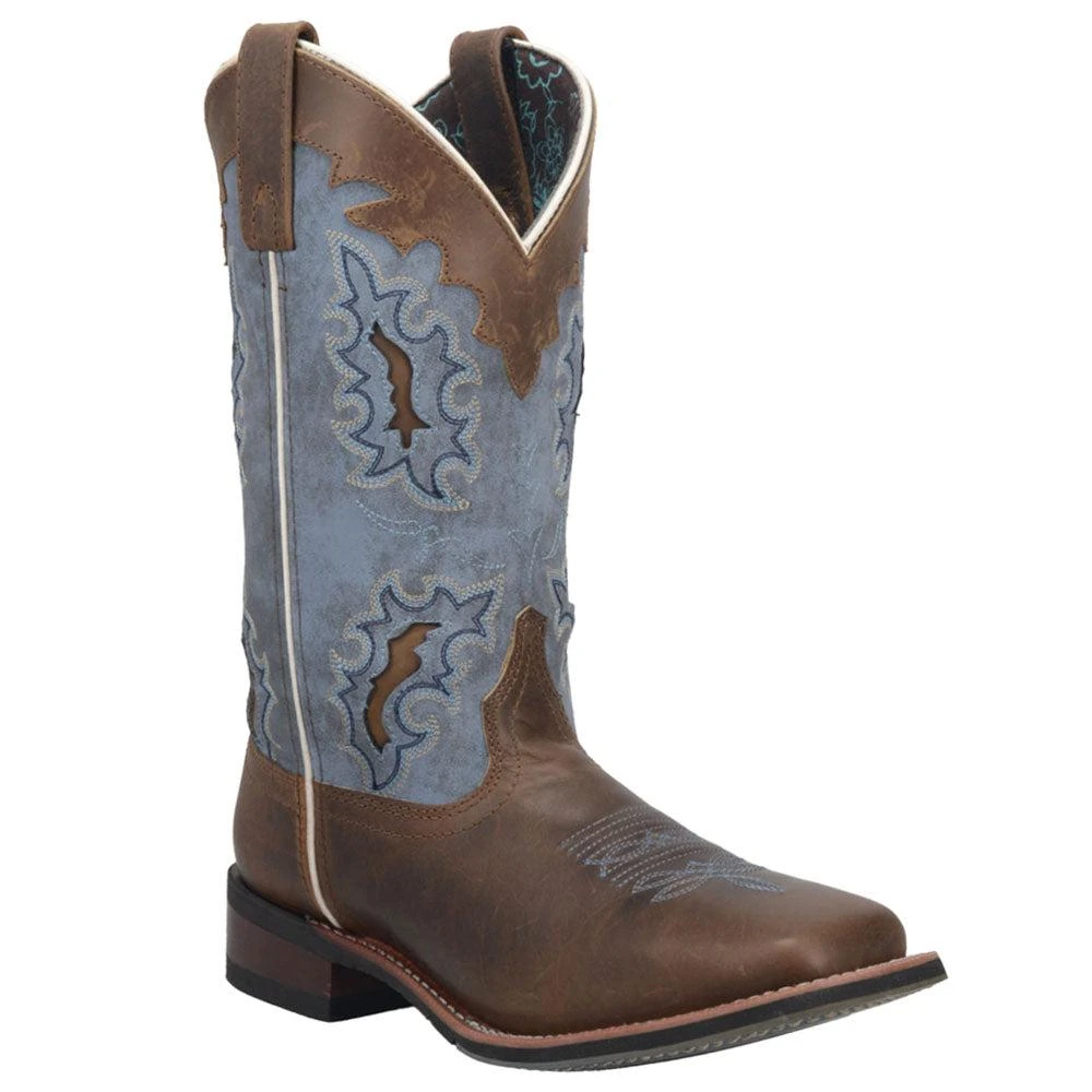Laredo Isla Tooled-Inlay Embroidered Square Toe Cowboy Boots 2