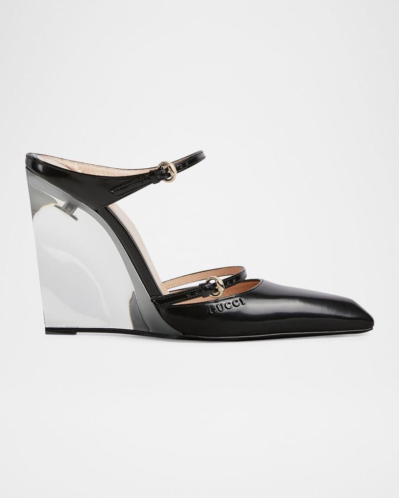 VIP価格！【GUCCI】Christy Wedge Mules ウェッジソールサンダル Shop Christy Regent Leather Lucite Wedge Mules on Sale at
