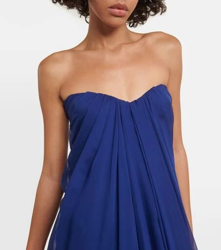 Alexander McQueen Strapless draped silk chiffon gown 4