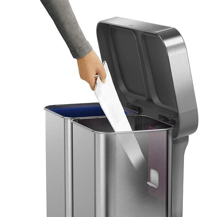 simplehuman 58 Liter Recycling Kitchen Trash Can with Liner Pocket 3