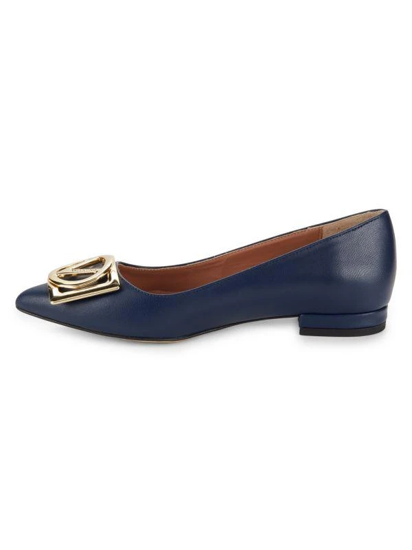 Mario Valentino Flora Logo Point Toe Leather Flats 4