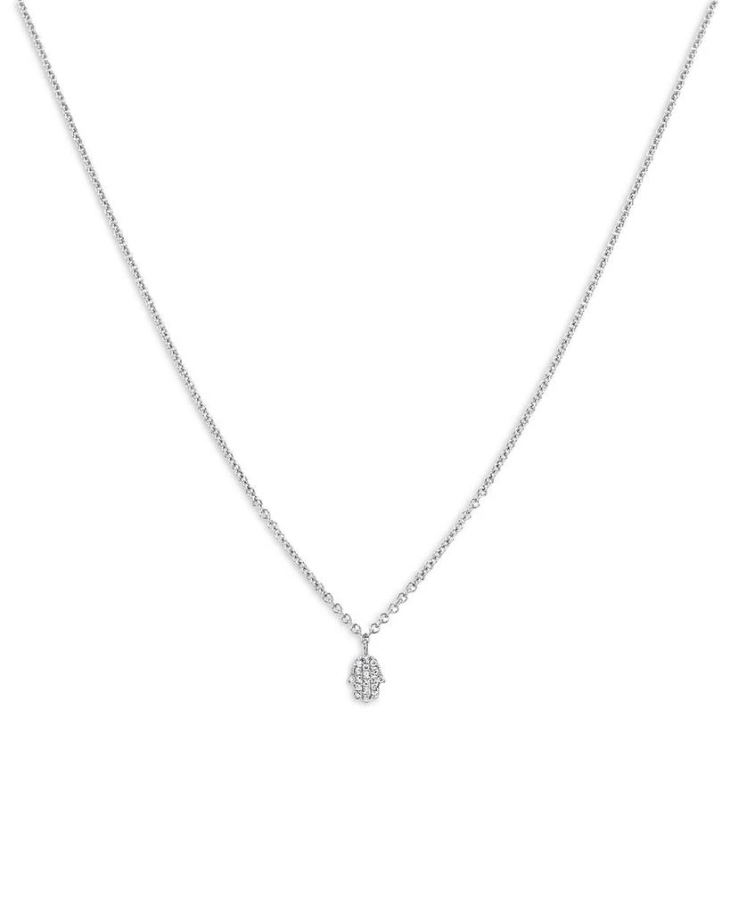 Meira T 14K White Gold Mini Diamond Hamsa Hand Pendant Necklace, 18" 1