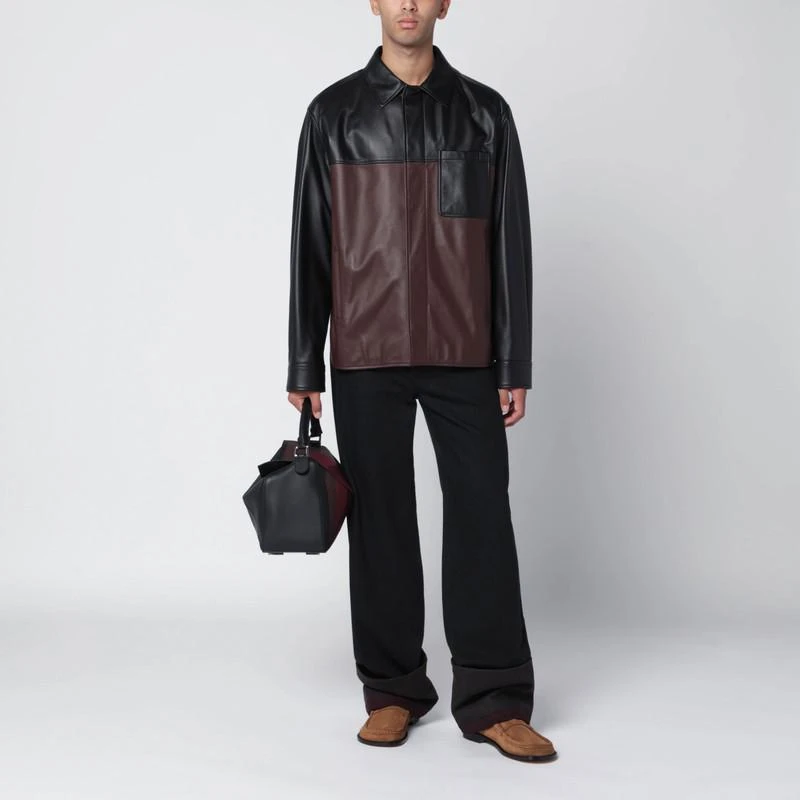 Loewe Black/burgundy leather overshirt 2