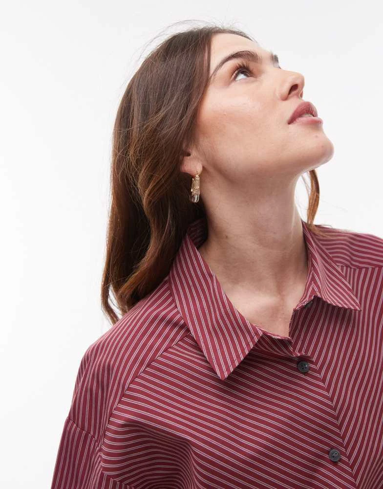 Topshop Topshop oversized shirt in red stripe 2