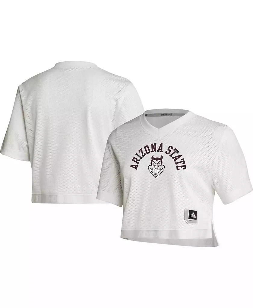 Adidas Women's White Arizona State Sun Devils V-Neck Cropped Jersey 1
