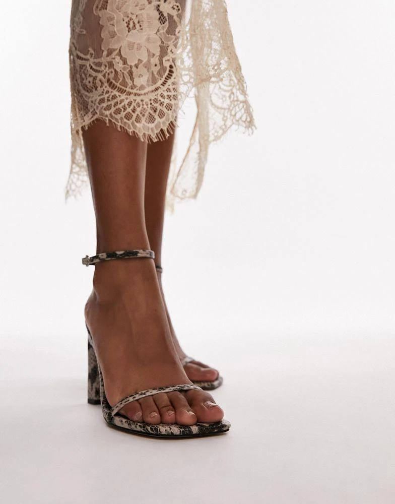 Topshop Topshop Goldie high heeled two part sandal in snake 3