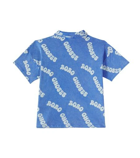 BOBO CHOSES Printed waffle-knit cotton polo shirt 3