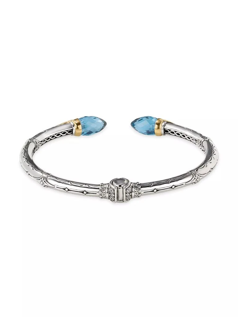 Konstantino Anthos Dagger Hinge Sterling Silver, 18K Yellow Gold & Blue Spinel Cuff 3