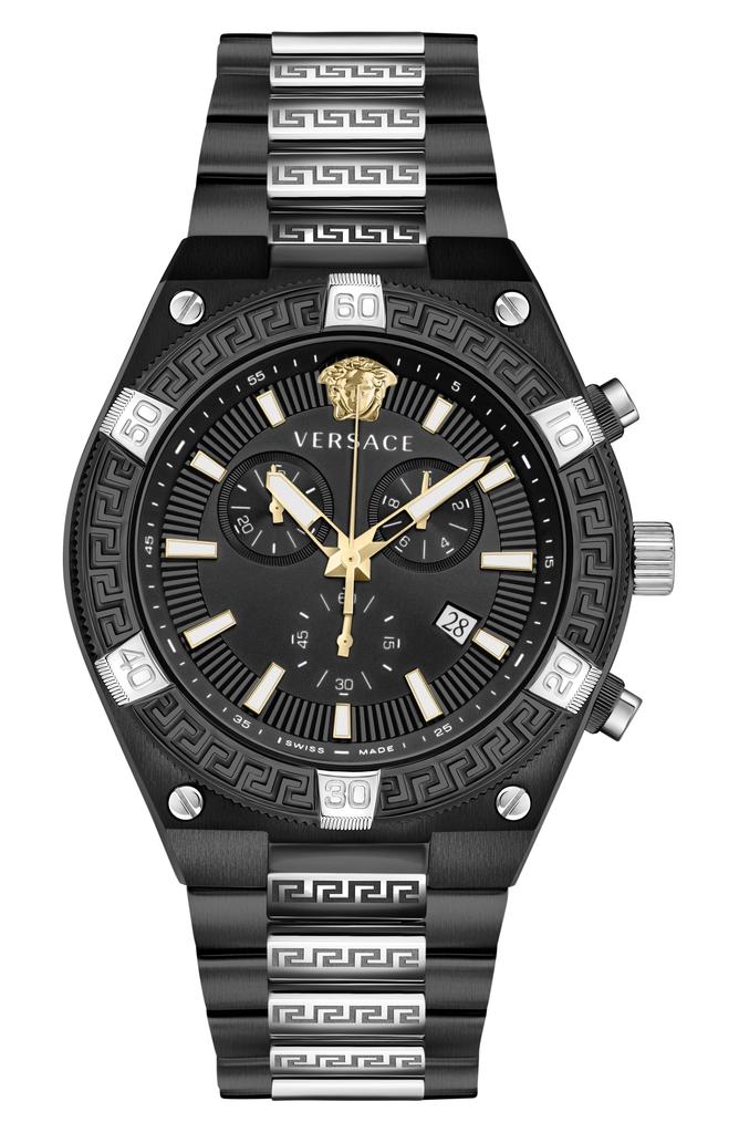 Versace V-Sporty Greca Two-Tone Bracelet Watch, 46mm - Men's