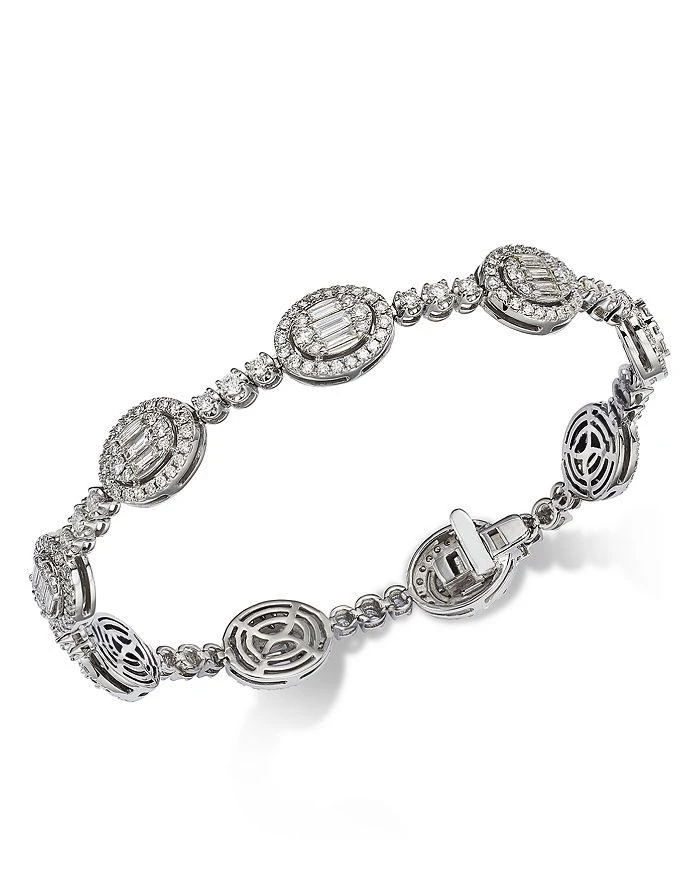Bloomingdale
s Fine Collection Diamond Round 
Baguette Halo Mosaic Tennis Bracelet in 14k White Gold, 4.0 tcw