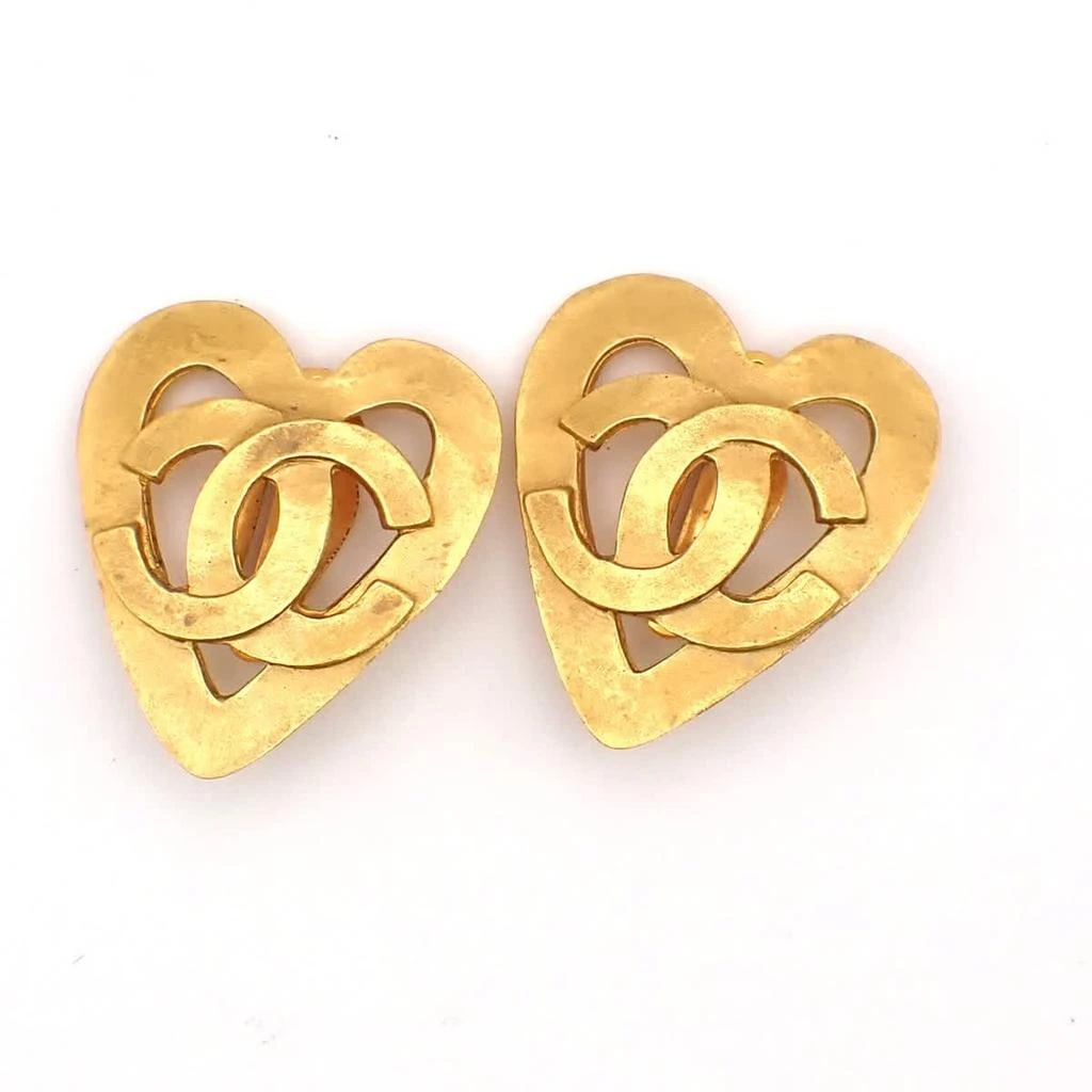 Chanel Cc Logo Heart -Plated _Plated Earrings Jewelry (Pre-Owned)