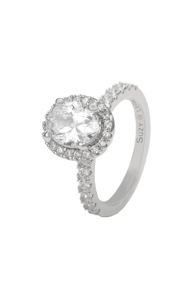 Suzy Levian Sterling Silver Oval Cubic Zirconia Ring 3