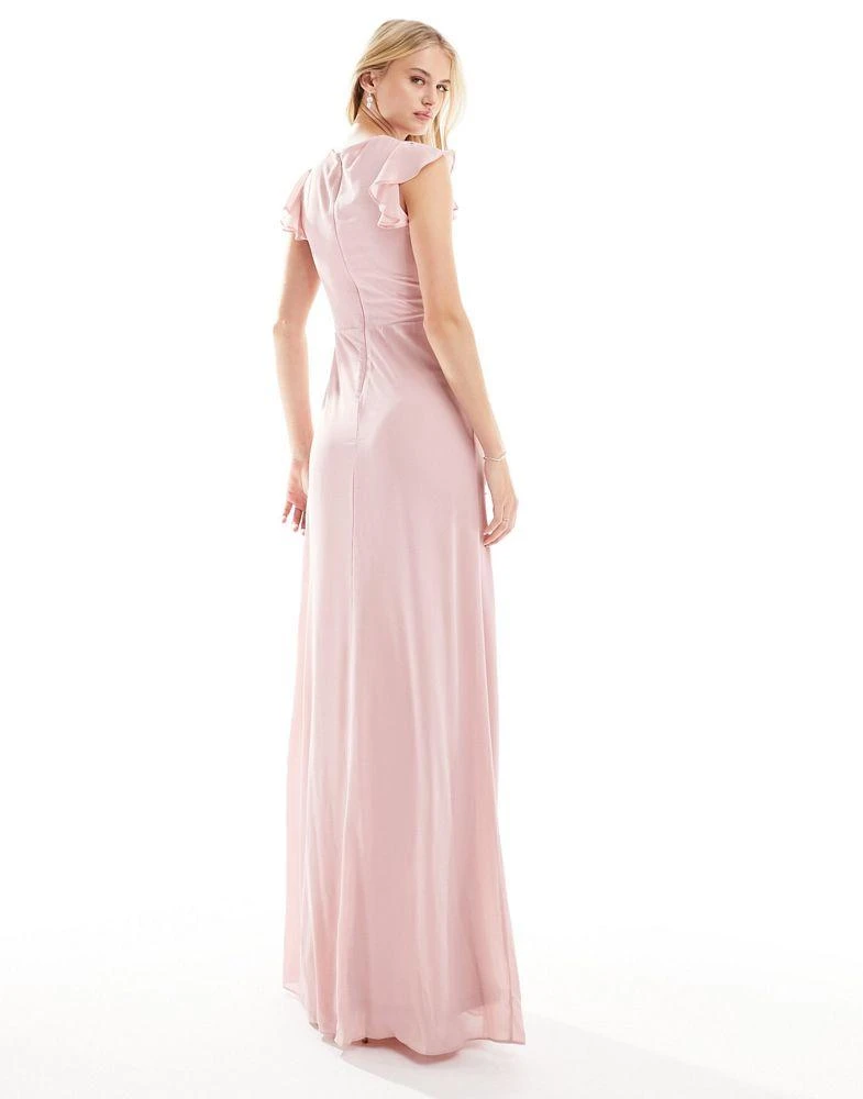 Shop TFNC Tall Bridesmaid flutter sleeve ruffle detail maxi dress in blush  on Sale at BeyondStyle  Get 80% Off TFNC Tall Bridesmaid flutter sleeve  ruffle detail maxi dress in blush with