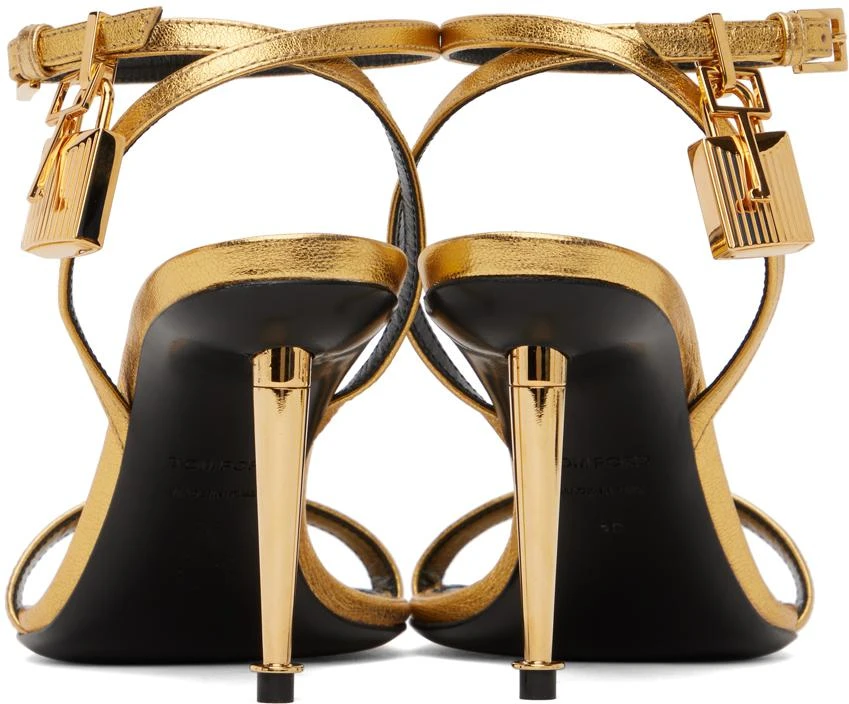 Tom Ford Gold Padlock Pointy Naked Heeled Sandals 2