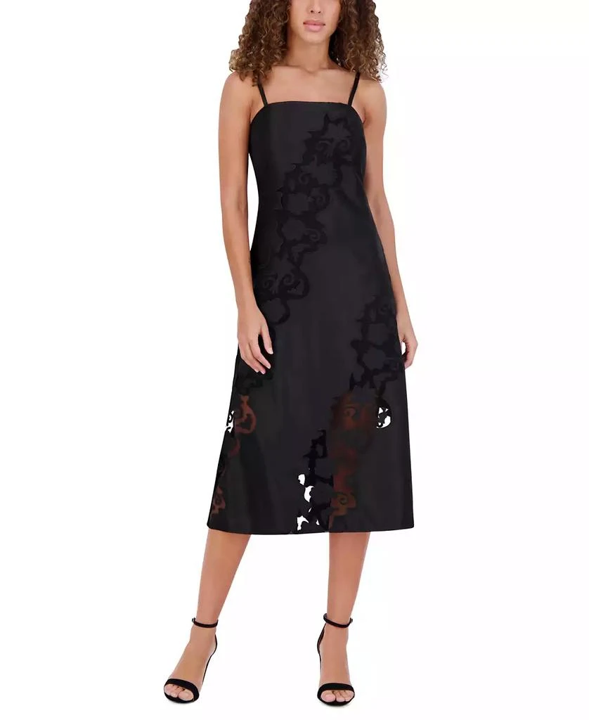 Siena Women's Embroidered Mesh Sleeveless Midi Dress - Black - Size 12