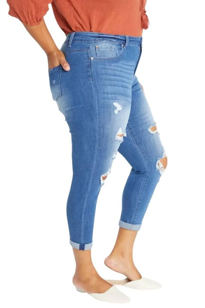 Enjean High-Rise 5-Pocket Cropped Skinny Jeans In Denim Blue 2