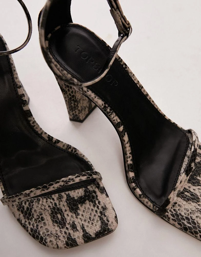 Topshop Topshop Goldie high heeled two part sandal in snake 2
