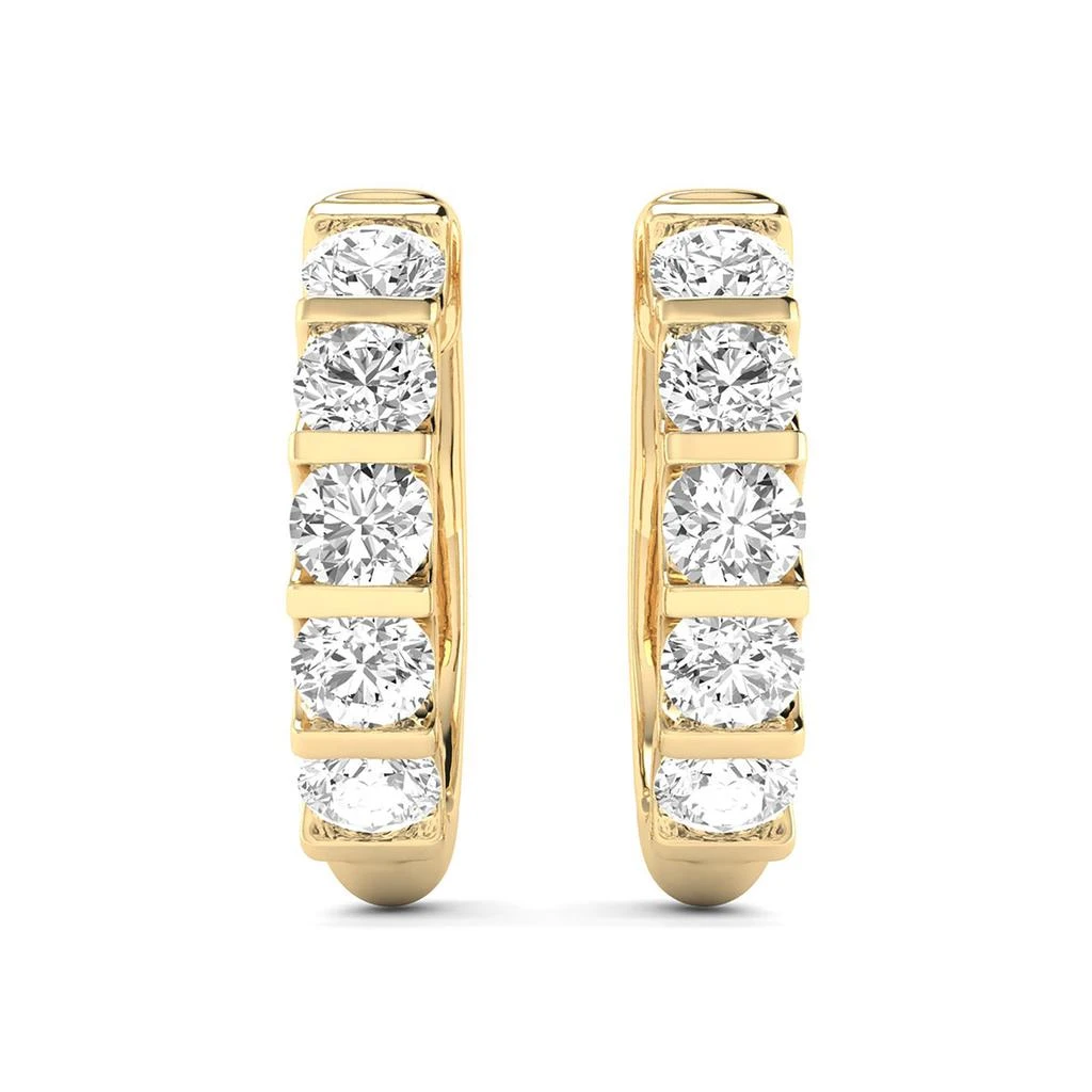 SSELECTS 1/2 Carat Tw Natural Channel Set Diamond Hoop Earrings In 14K Yellow Gold 4