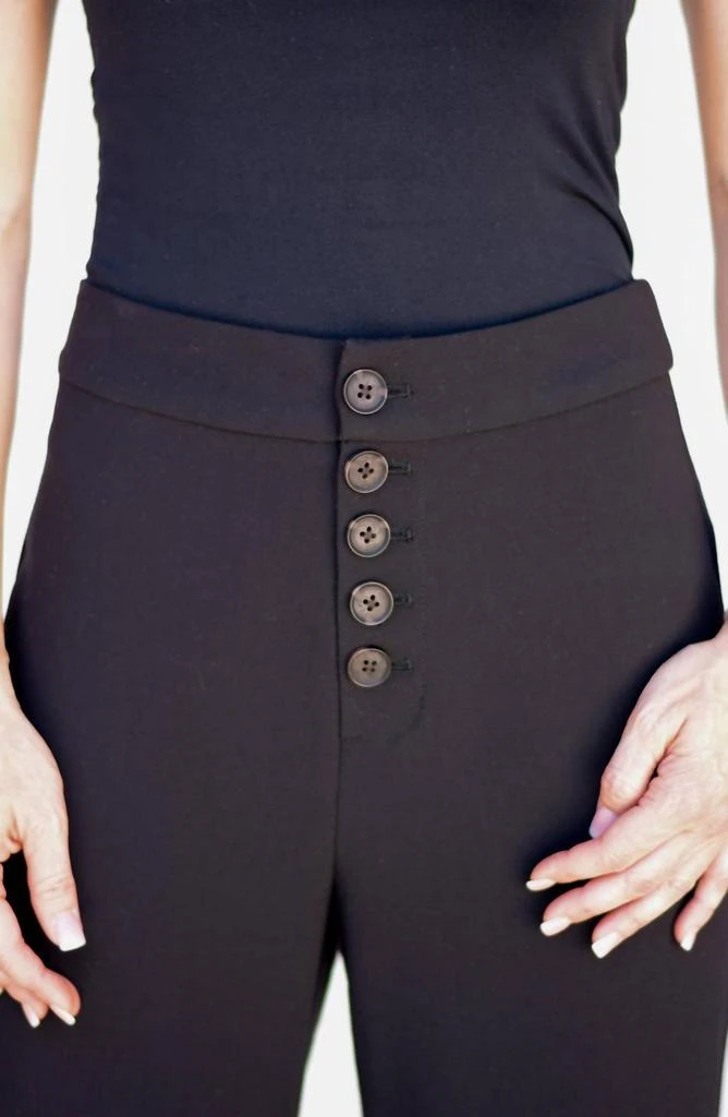 cupcakes and cashmere Riga Button Front Wide Leg Trouser In Black 2