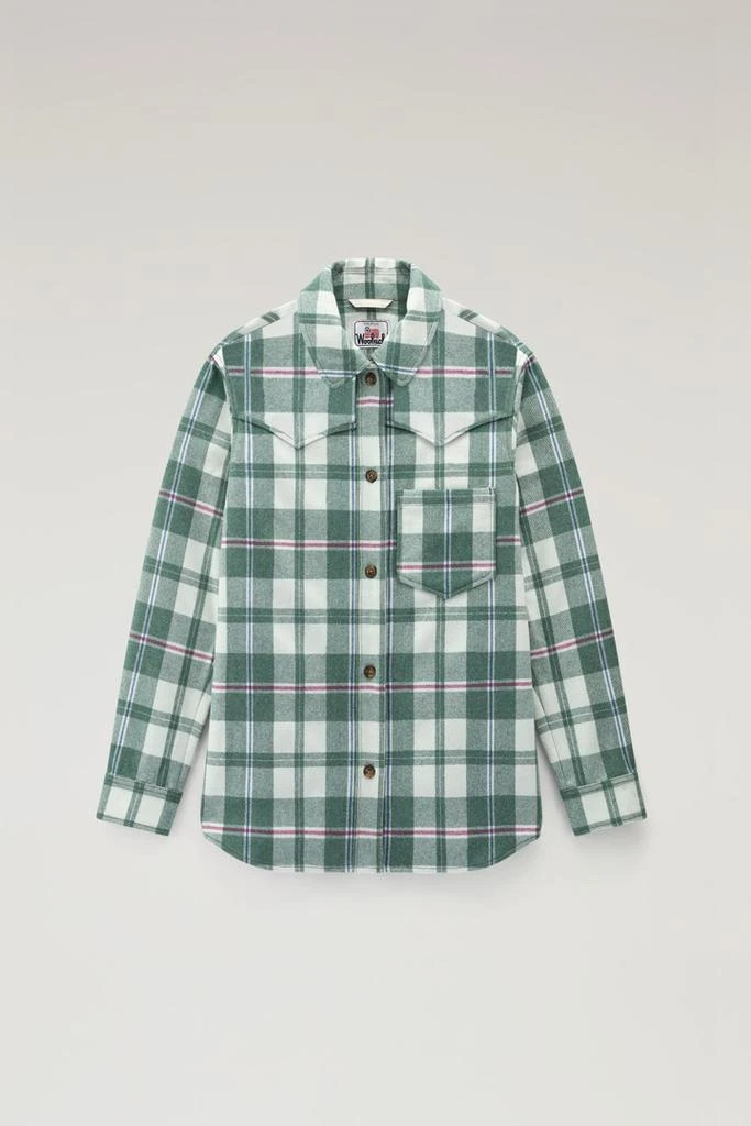 Woolrich Western Check Overshirt in Wool Blend Flannel - Women - Brown 1
