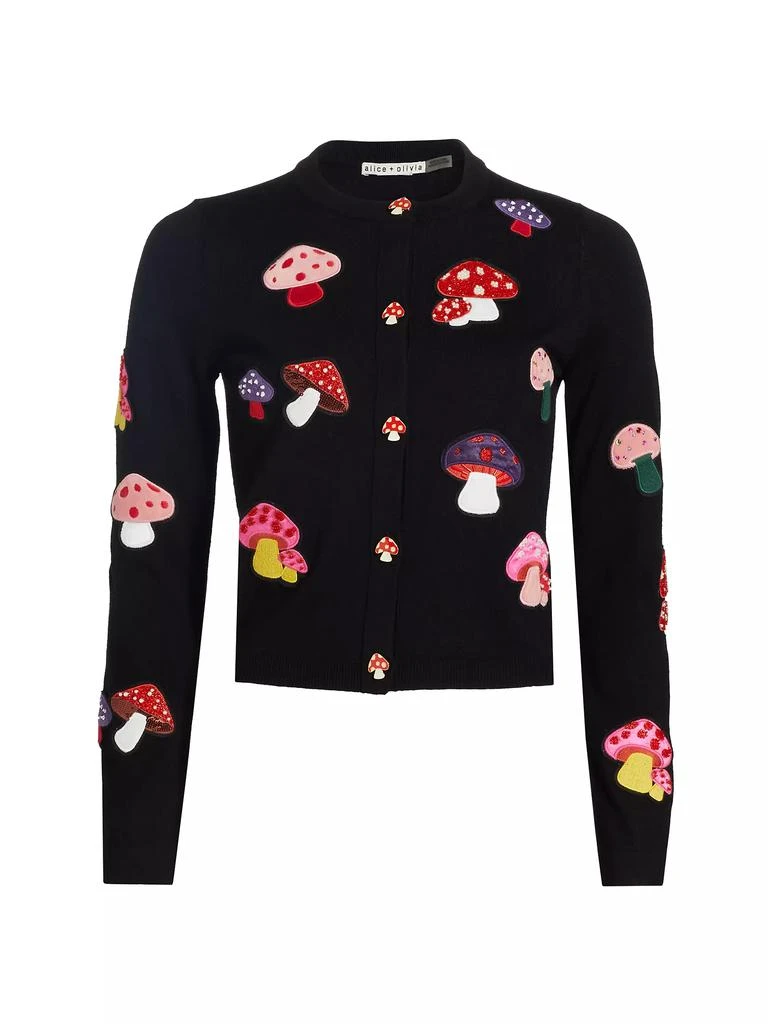 Alice + Olivia Ruthy Mushroom Wool-Blend Cardigan 1