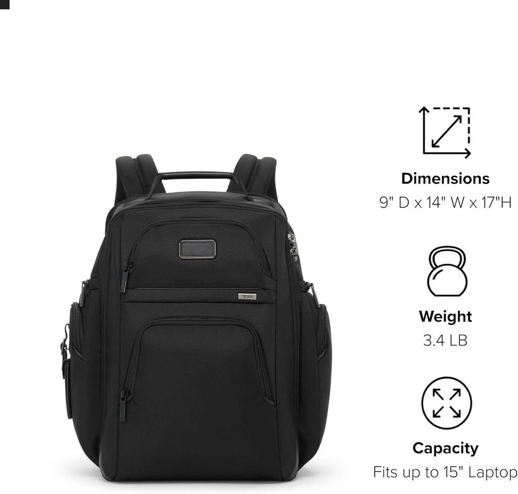 TUMI TUMI - Alpha Brief Pack - Men
s and Women
s Work and Travel Laptop Backpack with Padded Adjustable Strap - Fits Up to 15" Screen - Black 7