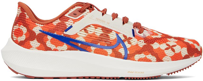 NIKE Orange & Off-White Pegasus 40 Sneakers