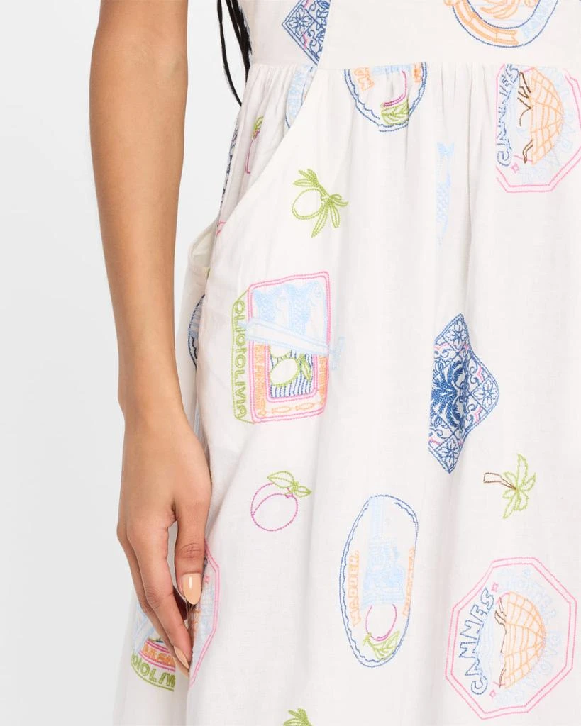 Damson Madder Peaches Embroidered Apron Midi Dress 5