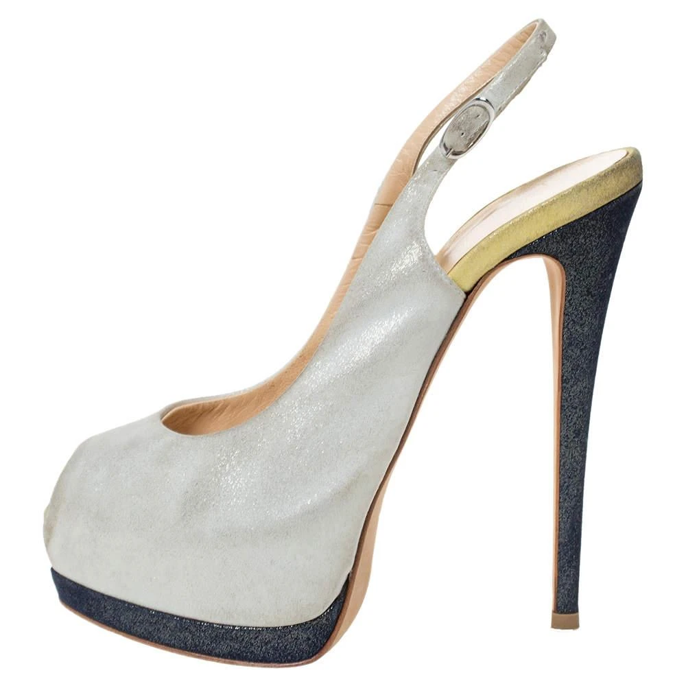 Giuseppe Zanotti Guiseppe Zannotti Tri Color Nubuck Peep Toe Slingback Platform Sandals Size 36.5 2