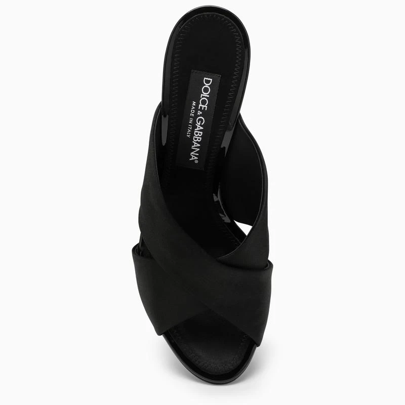 Dolce & Gabbana Black satin mule with logo 3
