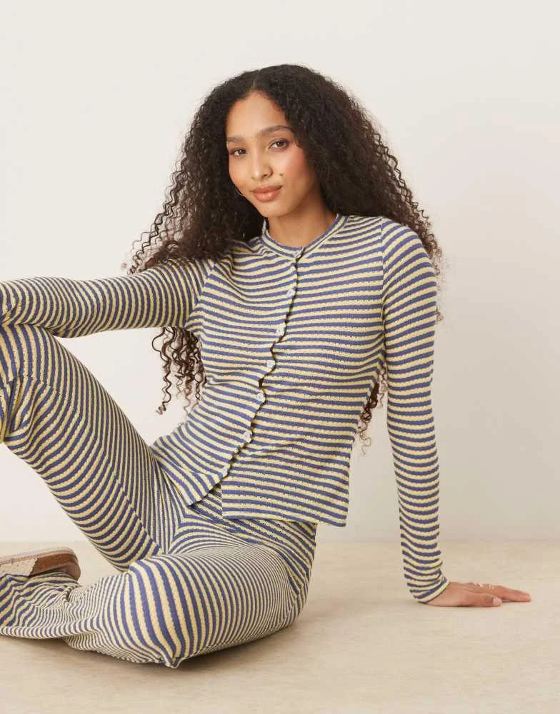 ASOS DESIGN knitted cardigan in blue and yellow stripe – On Sale