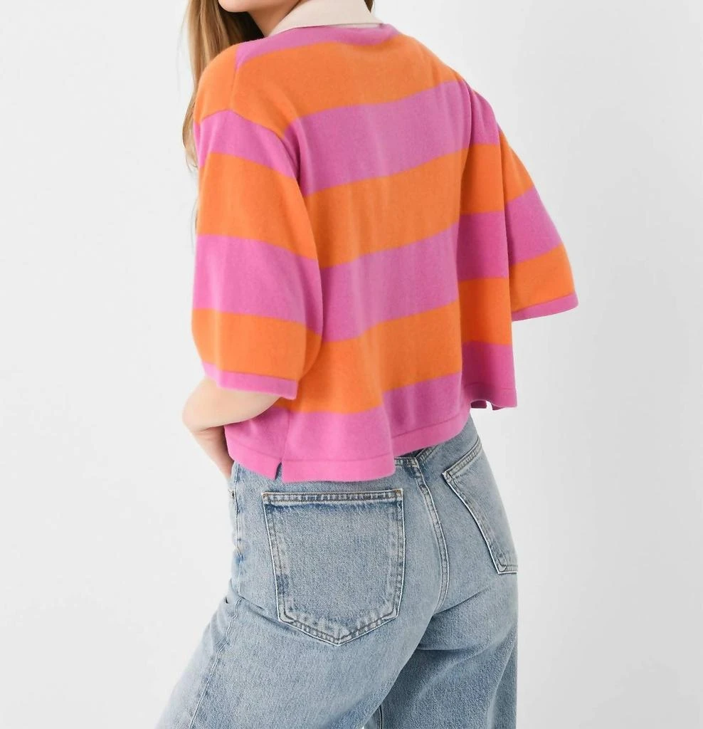 White + Warren White + Warren - Cashmere Cropped Striped Polo Sweater 3