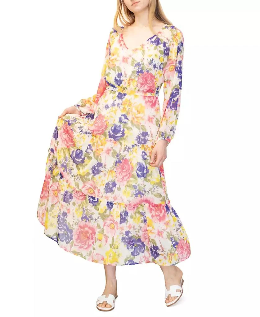 Dylan Ryan Juniors' Floral-Print Tiered Midi Dress 1
