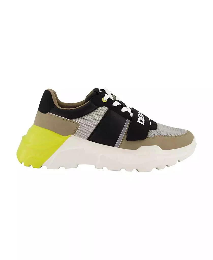 DKNY Men's Mixed Media Runner with Front Logo Strap Sneakers 2